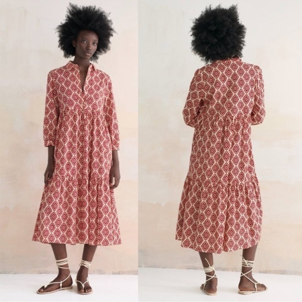 Zara Tribal print midi dress M